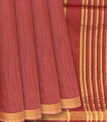 Brown Woven Plain Tussar Silk Saree-Brown