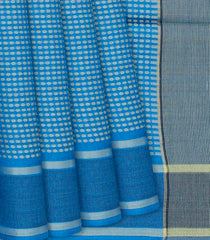 Blue Woven Tussar Silk Saree With Button Motifs-Blue