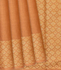 Brown Woven Tussar Silk Saree With Diamond Motifs-Brown