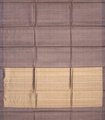 Dark Grey Handloom Tussar Silk Saree With Checks-Dark Grey