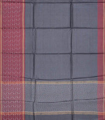 Dark Grey Woven Tussar Silk Saree With Stripes-Dark Grey