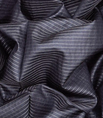 Dark Grey Woven Tussar Silk Saree With Stripes-Dark Grey