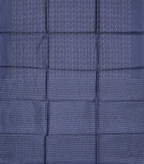 Steel Blue Woven Tussar Silk Saree With Chevron Stripes-Steel Blue