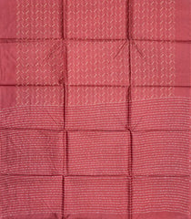 Chestnut Pink Woven Tussar Silk Saree With Chevron Stripes-Chestnut Pink