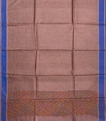 Brown Woven Tussar Silk Saree With Dotted Stripes-Brown