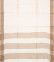 Off White Woven Tussar Silk Saree With Dotted Checks-Off White