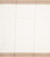 Off White Woven Tussar Silk Saree With Dotted Checks-Off White