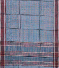 Grey Woven Tussar Silk Saree With Dotted Checks-Grey