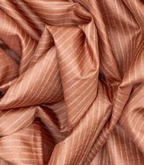 Peach Woven Tussar Silk Saree With Dotted Stripes-Peach