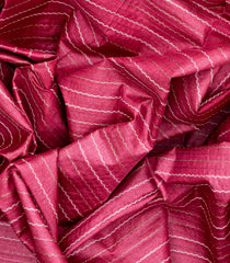 Pink Woven Tussar Silk Saree With Stripes-Pink