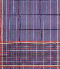 Dark Grey Woven Tussar Silk Saree With Multi Stripes-Dark Grey