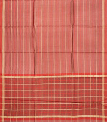 Dark Peach Woven Tussar Silk Saree With Multi Stripes-Dark Peach