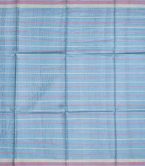 Light Blue Woven Tussar Silk Saree With Multi Stripes-Light Blue