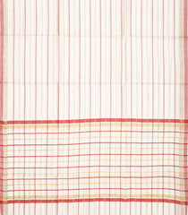 Off White Woven Tussar Silk Saree With Multi Stripes-Off White