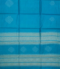 Blue Woven Tussar Silk Saree With Embroidered Motifs-Blue