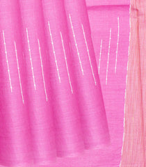 Baby Pink Woven Tussar Silk Saree With Chevron Stripes-Baby Pink