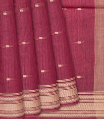 Chestnut Pink Woven Tussar Silk Saree With Button Motifs-Chestnut Pink