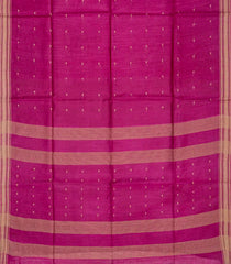 Hot Pink Woven Tussar Silk Saree With Button Motifs-Hot Pink