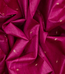 Hot Pink Woven Tussar Silk Saree With Button Motifs-Hot Pink