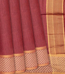 Dusty Pink Woven Tussar Silk Saree With Grain Motifs-Dusty Pink