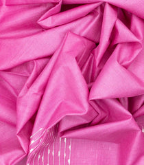 Bubble Gum Pink Woven Tussar Silk Saree With Diamond Motifs-BubbleGum Pink