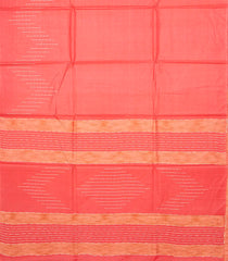 Peach Woven Tussar Silk Saree With Chevron Motifs-Peach