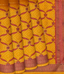 Oil Mustard Woven Tussar Silk Saree Printed With Floral Motifs-OIL MUSTARD