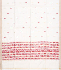 White Handwoven Tussar Silk Saree With Red Floral Motifs-White