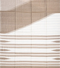 Taupe Handwoven Tussar Silk Saree With Abstract Motifs-Taupe