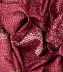 Chestnut Pink Handloom Tussar Silk Saree With Printed Mango Motifs-Chestnut Pink