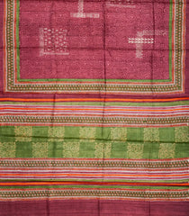 Chestnut Pink Handloom Tussar Silk Saree With Printed Mango Motifs-Chestnut Pink