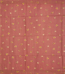 Dusty Pink Handloom Tussar Silk Saree With Printed Bird Motifs-Dusty Pink