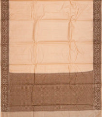 Peach Handwoven Tussar Silk Saree With Floral Motifs In Border-Peach