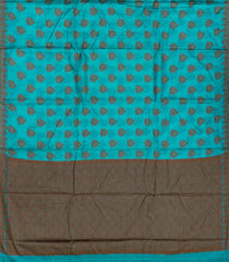 Cyan Handwoven Tussar Silk Saree With Floral Motifs-Cyan