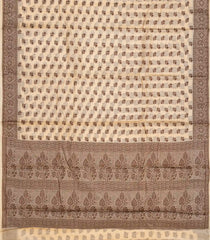 Cream Handwoven Tussar Silk Saree With Floral Butta Motifs-Cream