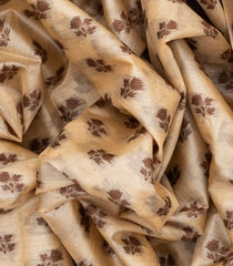 Cream Handwoven Tussar Silk Saree With Floral Butta Motifs-Cream