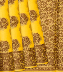 Yellow Handwoven Tussar Silk Saree With Floral Butta Motifs-Yellow