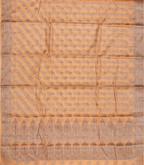 Peach Handwoven Tussar Silk Saree With Floral Butta Motifs-Peach