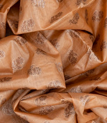 Peach Handwoven Tussar Silk Saree With Floral Butta Motifs-Peach