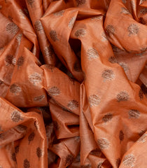 Orange Handwoven Tussar Silk Saree With Floral Butta Motifs-Orange