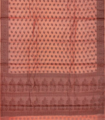 Dark Peach Handwoven Tussar Silk Saree With Floral Butta Motifs-Dark Peach