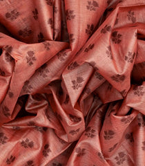 Dark Peach Handwoven Tussar Silk Saree With Floral Butta Motifs-Dark Peach