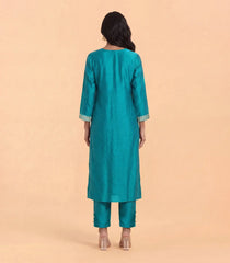 Teal Blue Festive straight fit kurta Set-RC5723
