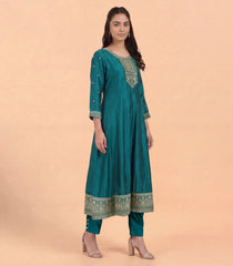 Teal Green Embroidered Anarkali Festive Set-RC5742