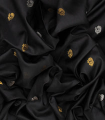 Black Handloom Uppada Silk Saree With Annam Motif Buttas-Black