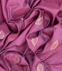 Lilac Handloom Uppada Silk Saree With Leaf Motifs-Lilac