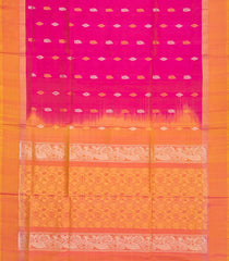 Pink Handloom Uppada Silk Saree With Floral Motifs-Pink