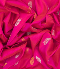 Pink Handloom Uppada Silk Saree With Floral Motifs-Pink