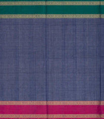 Dark Blue Handloom Village Cotton Saree With Checks-Dark Blue