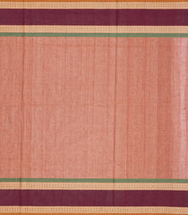 Rust Handloom Village Cotton Saree With Checks & Kamalam Motifs-Rust